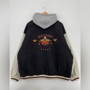 Disney Mickey Mouse Black and Cream Varsity Jacket